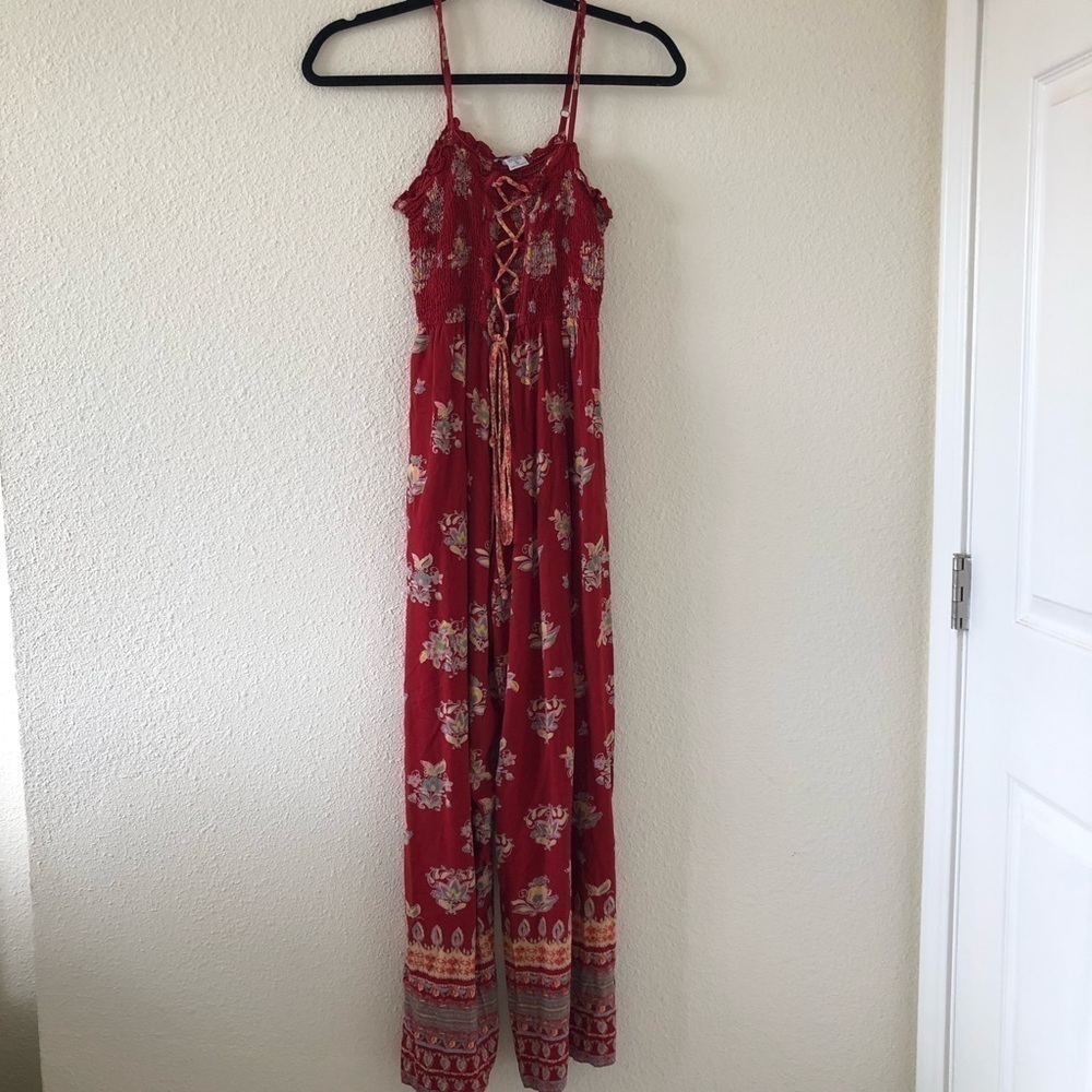 Nostalgia burgundy floral romper size small